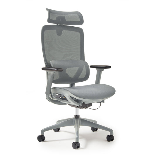 High back executive mesh task chair with integrated head rest