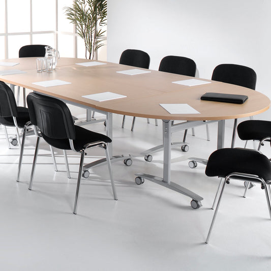 Semi circular deluxe flip top meeting table