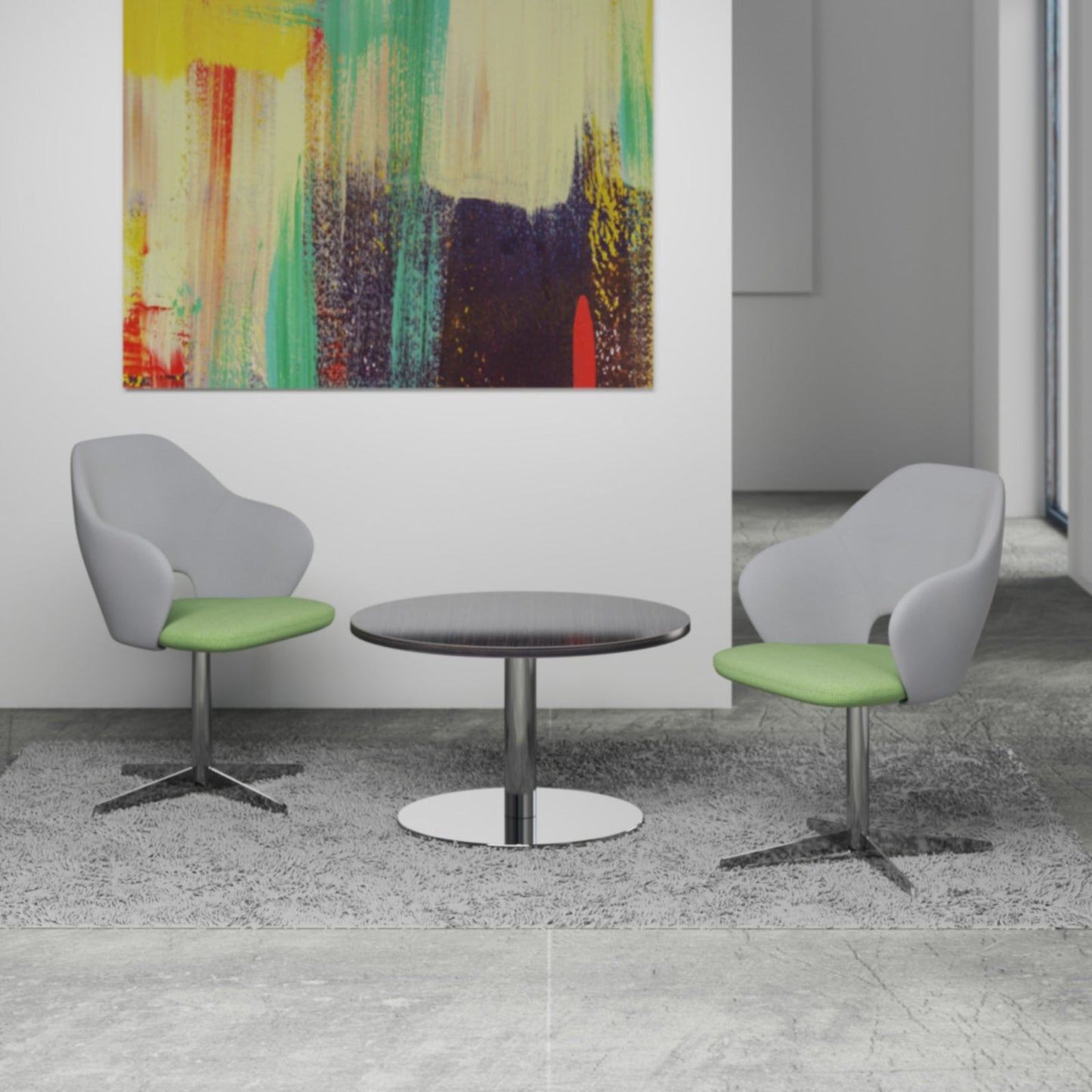 Jude contemporary lounge seating with chrome 4 star base