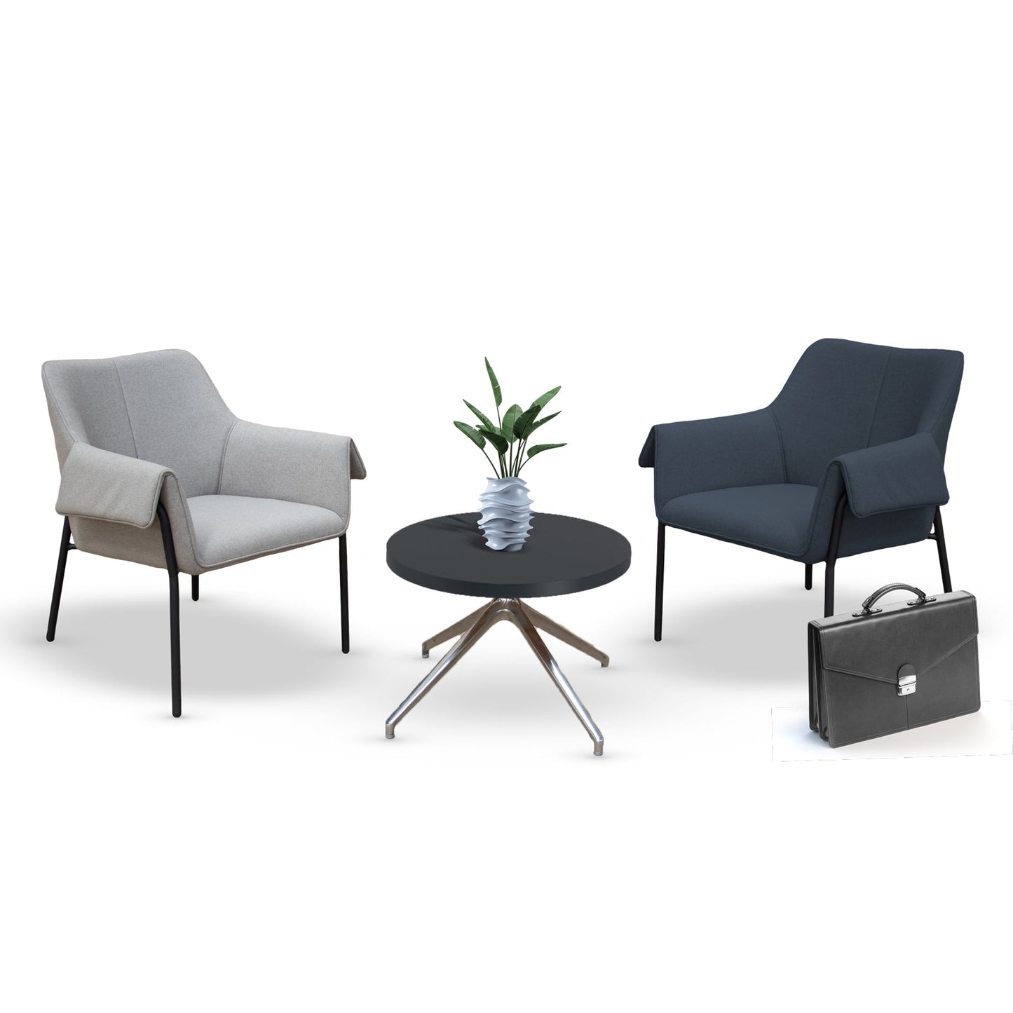 Liana two seater sofa with black metal frame - Mid-Blue