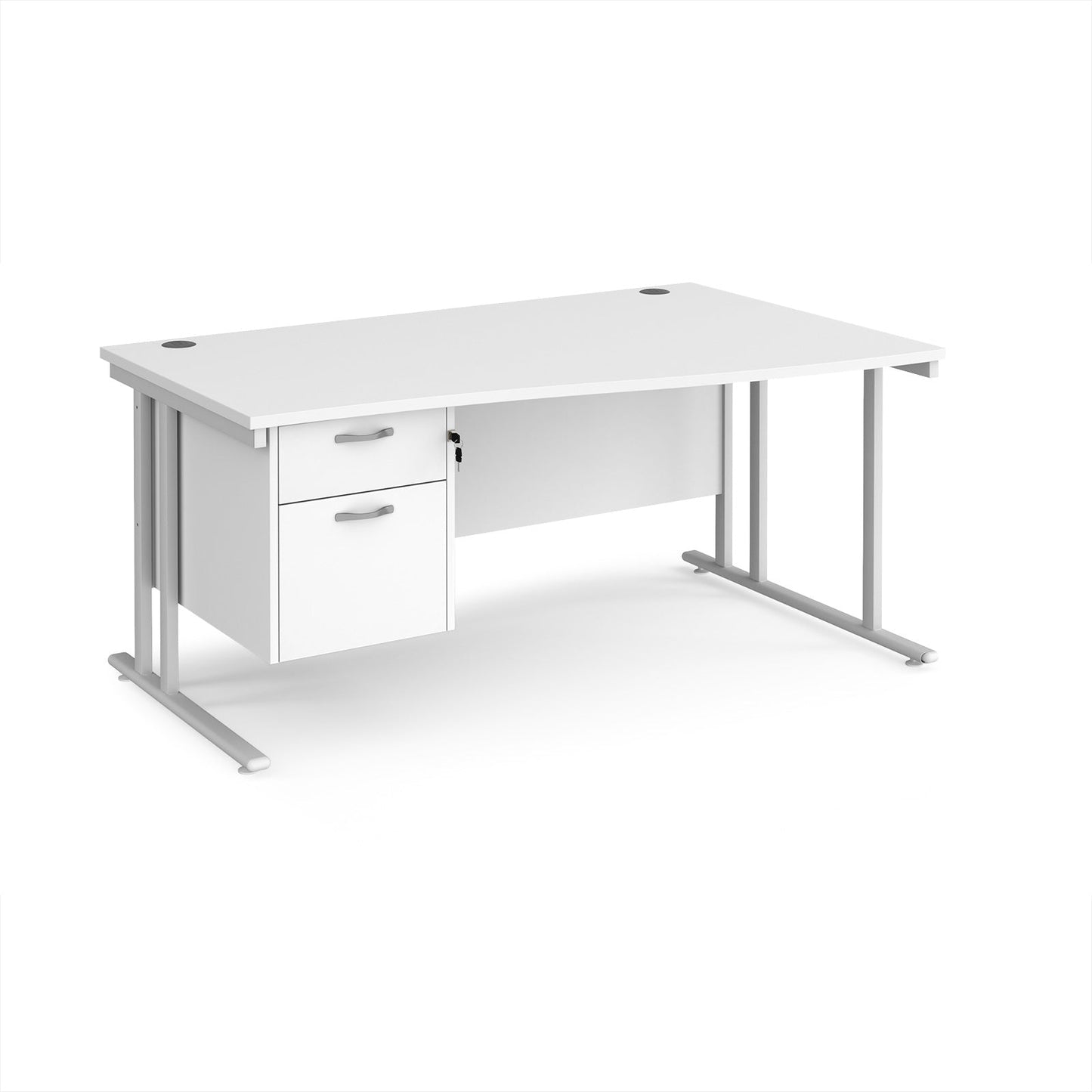 Maestro 25 cantilever right hand wave desk with 2 drawer ped