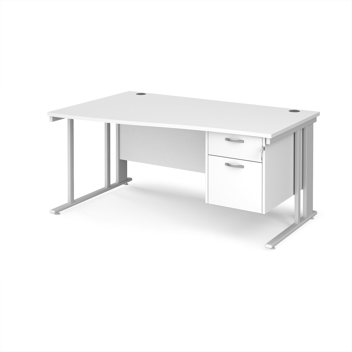 Maestro 25 cable managed left hand wave desk with 2 drawer ped