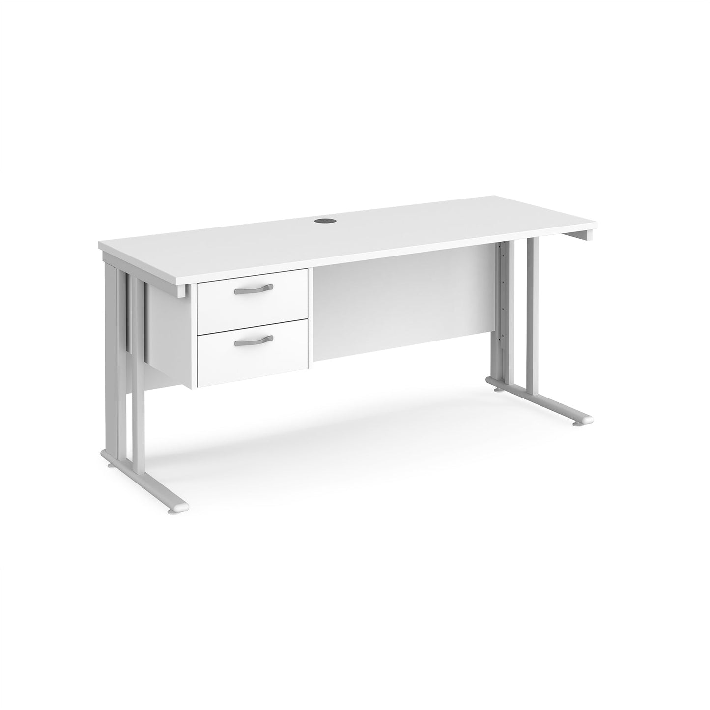 Maestro 25 cable managed 600mm deep desk with 2 drawer ped