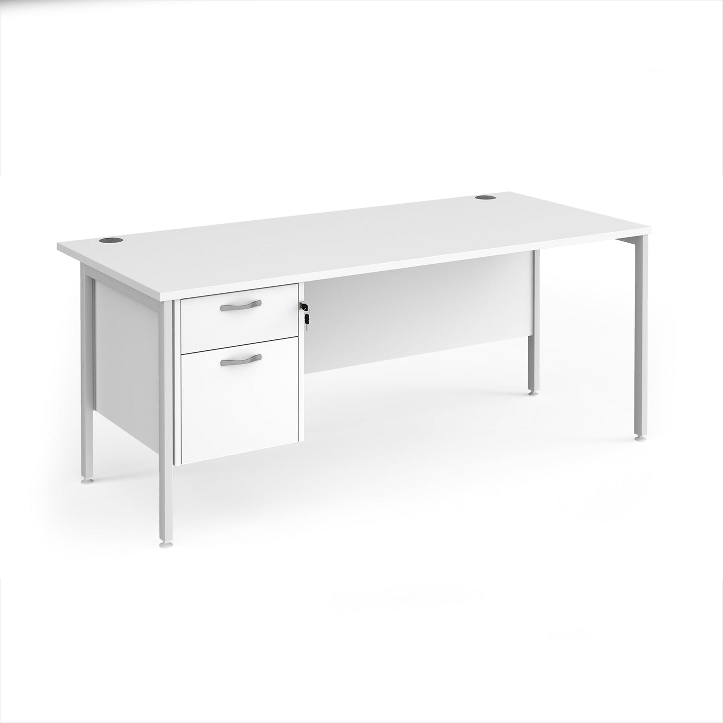 Maestro 25 H-Frame 800mm deep desk with 2 drawer ped