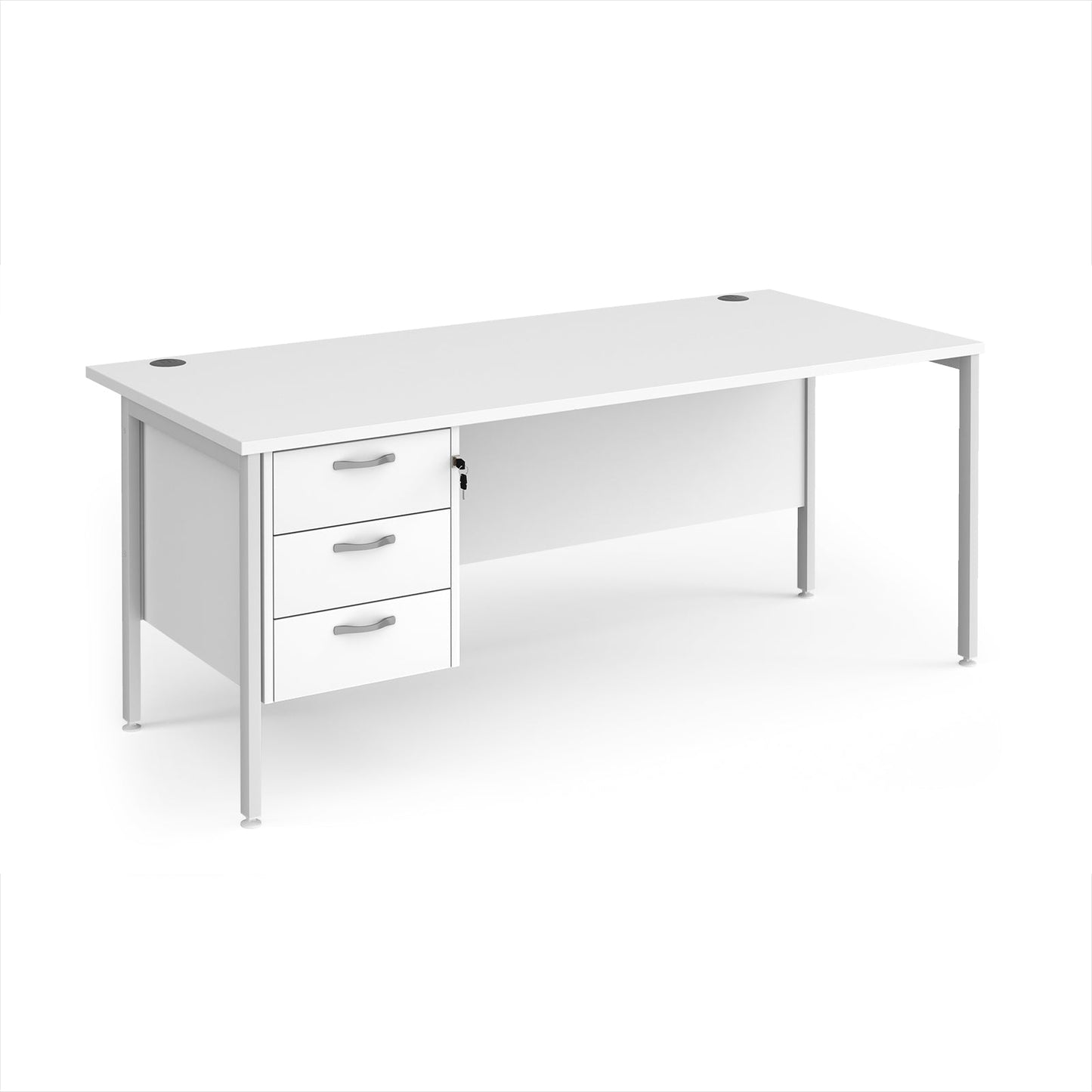 Maestro 25 H-Frame 800mm deep desk with 3 drawer ped