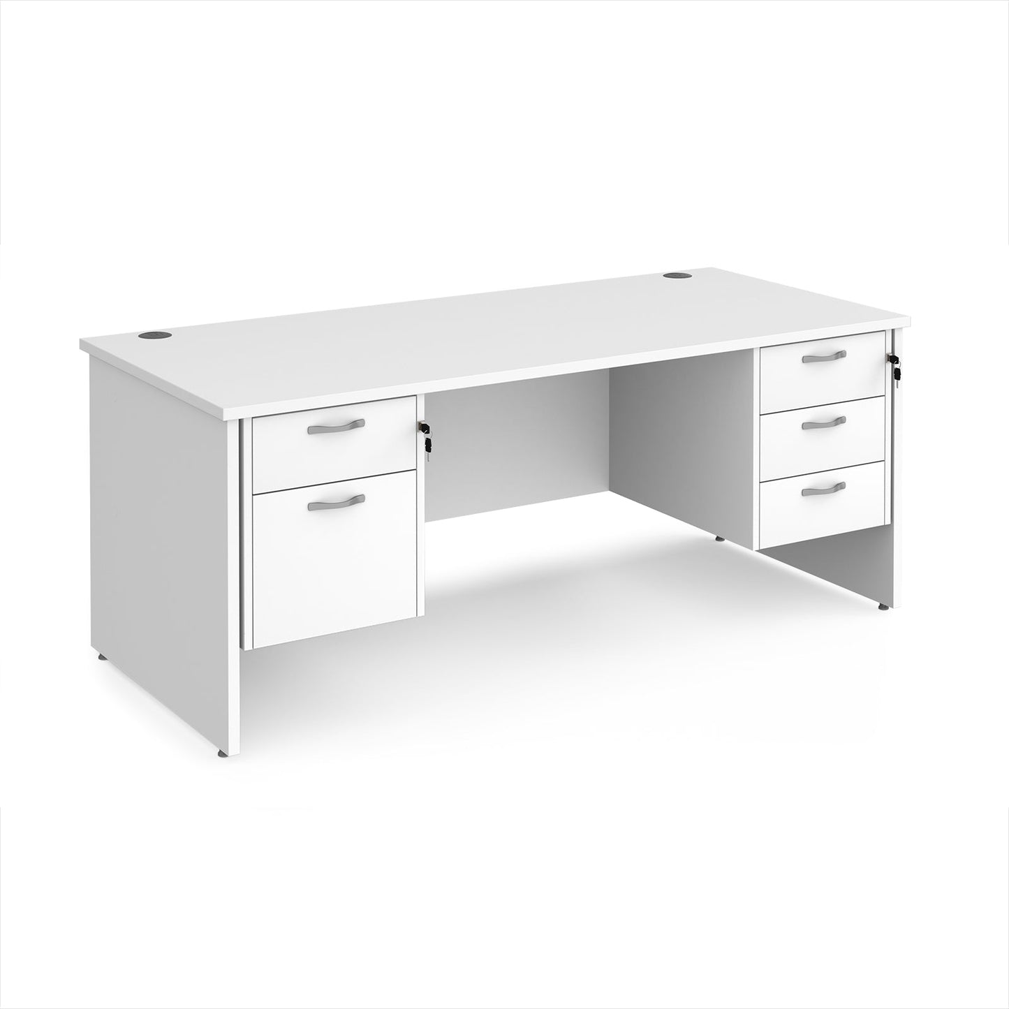 Maestro 25 panel end 800mm deep desk with 2 & 3 drawer peds