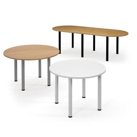 Radial end meeting table with 6 radial legs
