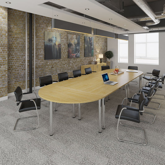 Semi circular radial leg meeting table