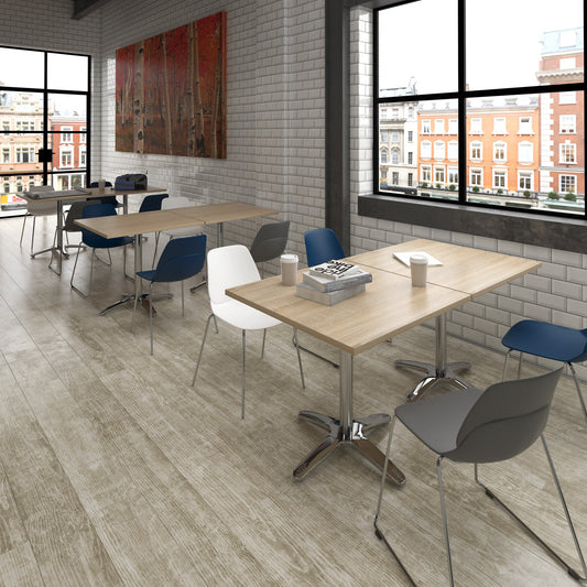 Roma square dining table with 4 leg base