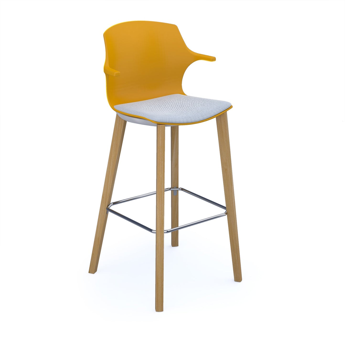 Roscoe high stool with seat pad and wooden legs