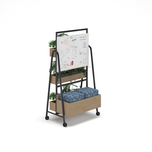 Show seating storage add-on to hold 2 cube seats for mobile A-frame caddy system
