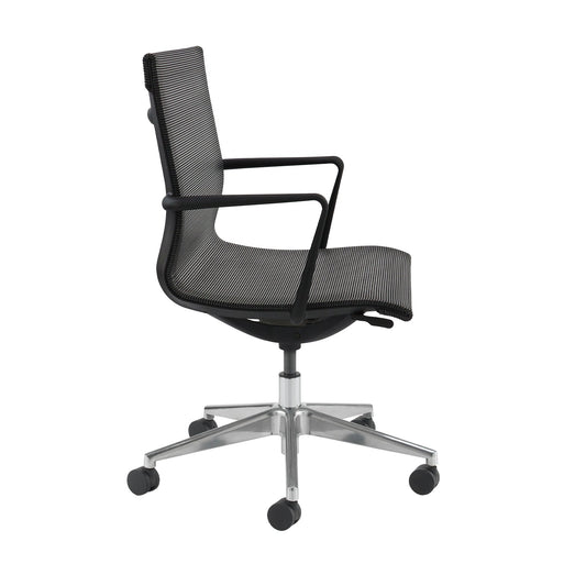 Sirena black mesh meeting chair with chrome base