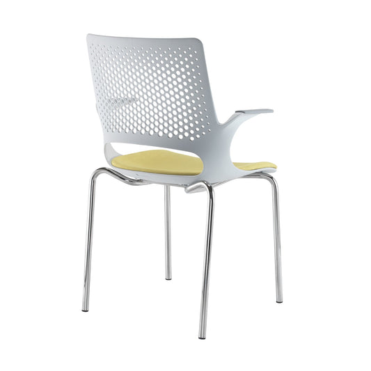 Solus designer 4 leg frame meeting chair with upholstered seat