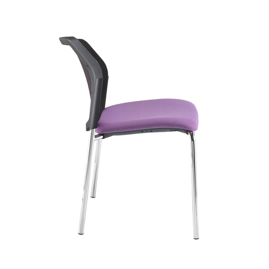 Santana 4 leg stacking chair with fabric seat and mesh back