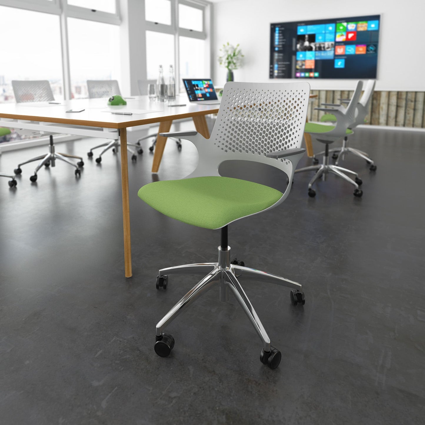 Solus designer operators chair with upholstered seat