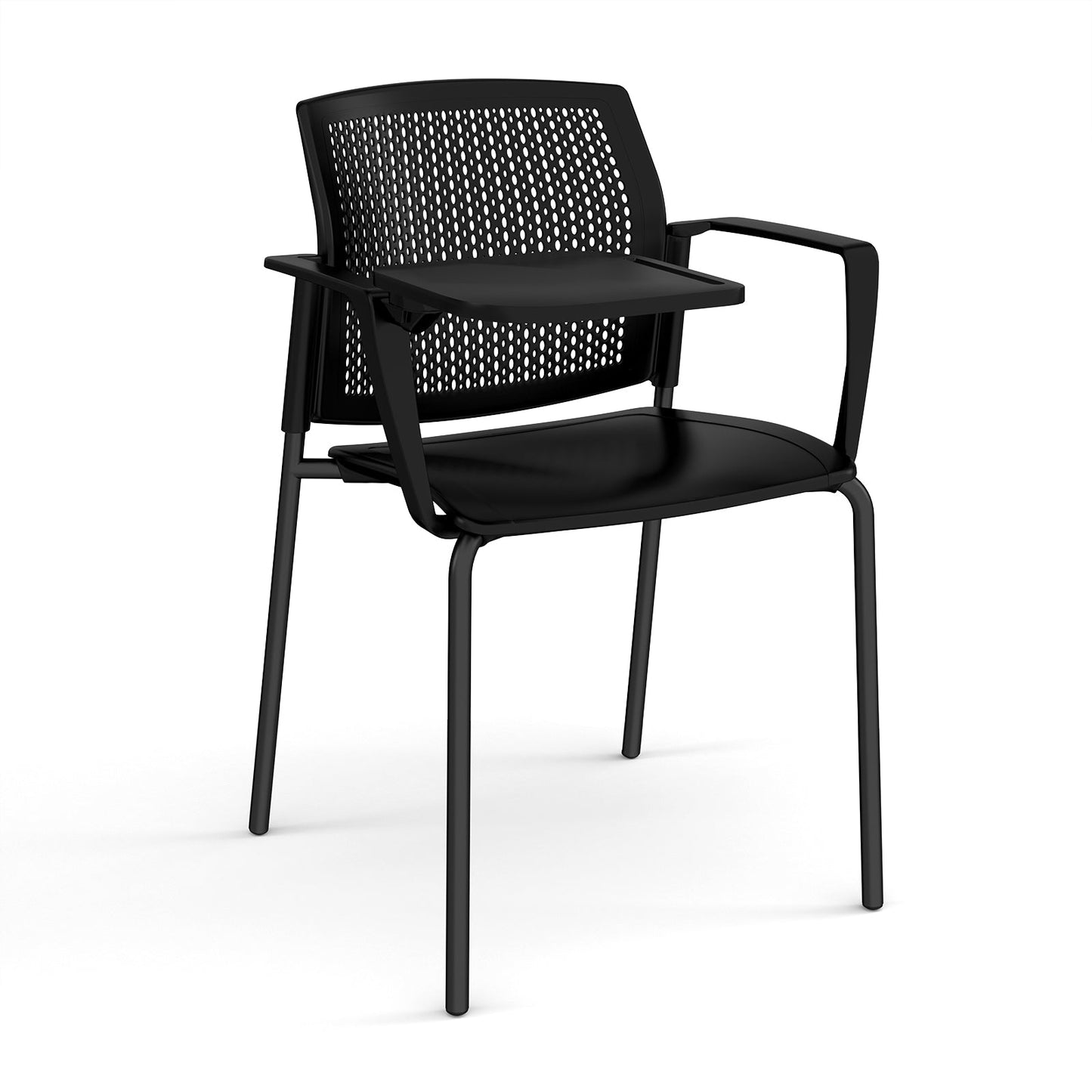 Santana 4 leg stacking chair with plastic seat and perforated back