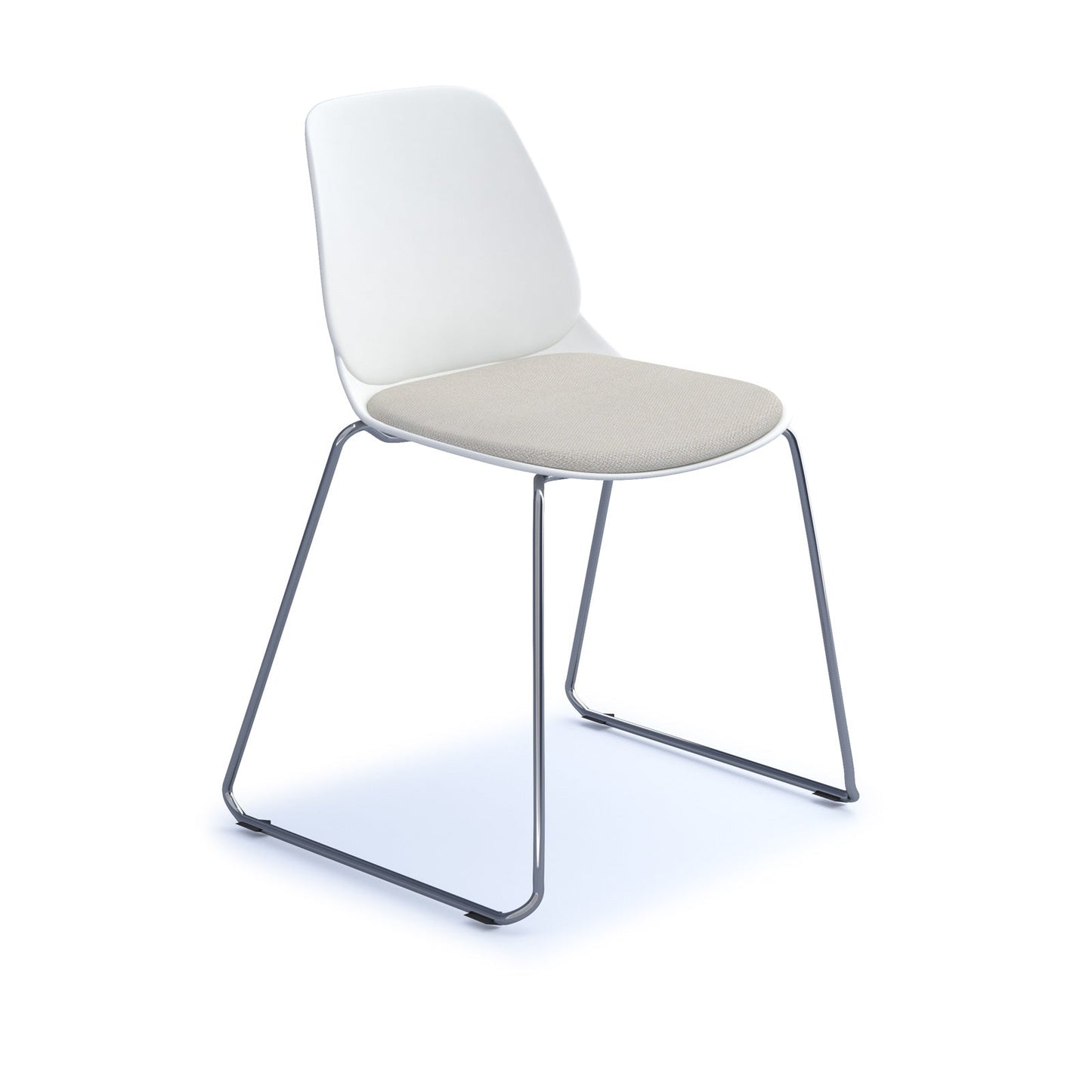 Strut chair with seat pad and chrome sled frame