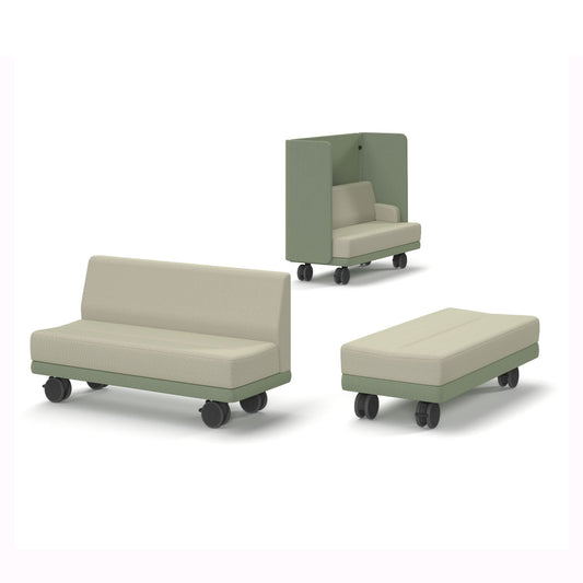 Trinity low back sofa with no arms - mobile with castors