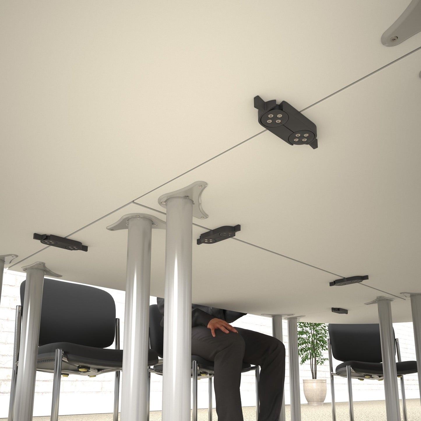 Meeting table linking device