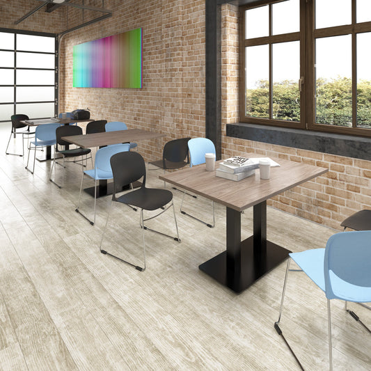 Eros rectangular dining table with twin uprights