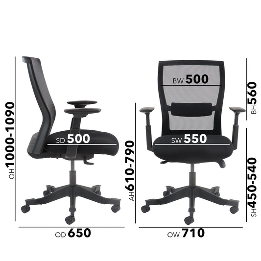 Yasmin mesh back operator chair with fabric seat and mesh back