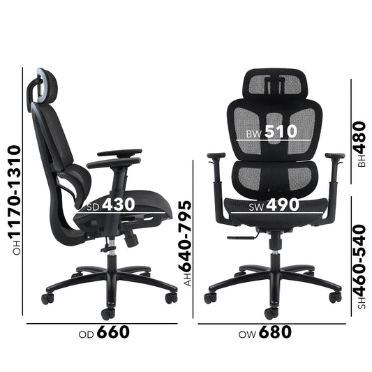 Zala mesh back operator chair with headrest