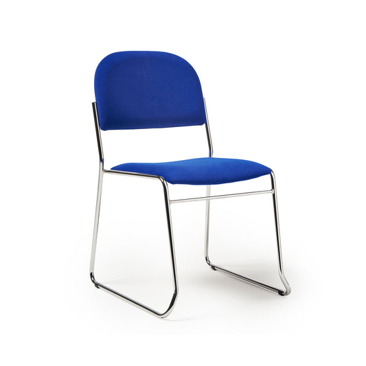 Multipurpose fabric stacking chair with chrome frame - Blue