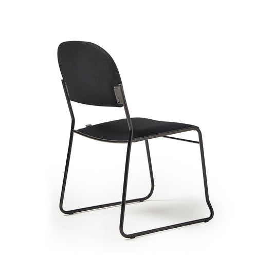 Multipurpose fabric stacking chair with chrome frame - Blue
