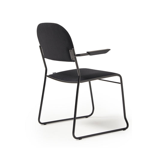 Multipurpose fabric stacking armchair with black frame