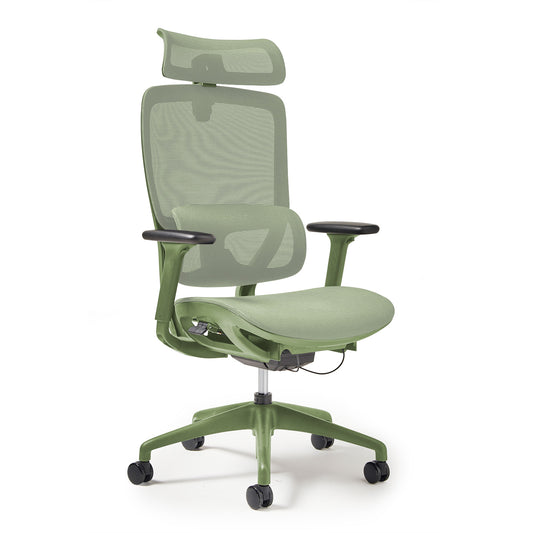 High back executive mesh task chair with integrated head rest