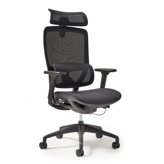High back executive mesh task chair with integrated head rest