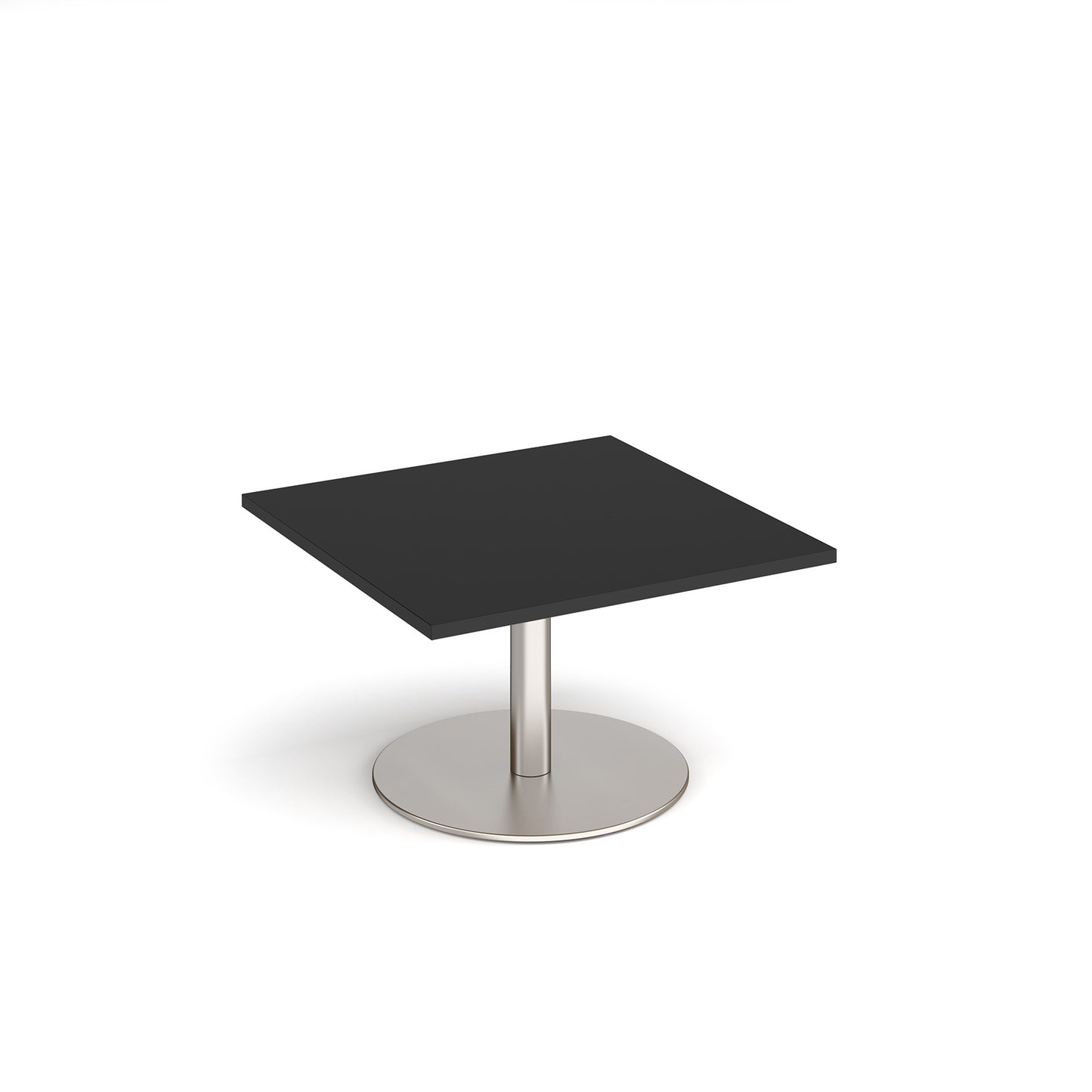 Monza square coffee table with flat round base