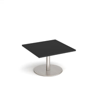 Monza square coffee table with flat round base