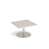Monza square coffee table with flat round base