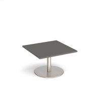 Monza square coffee table with flat round base