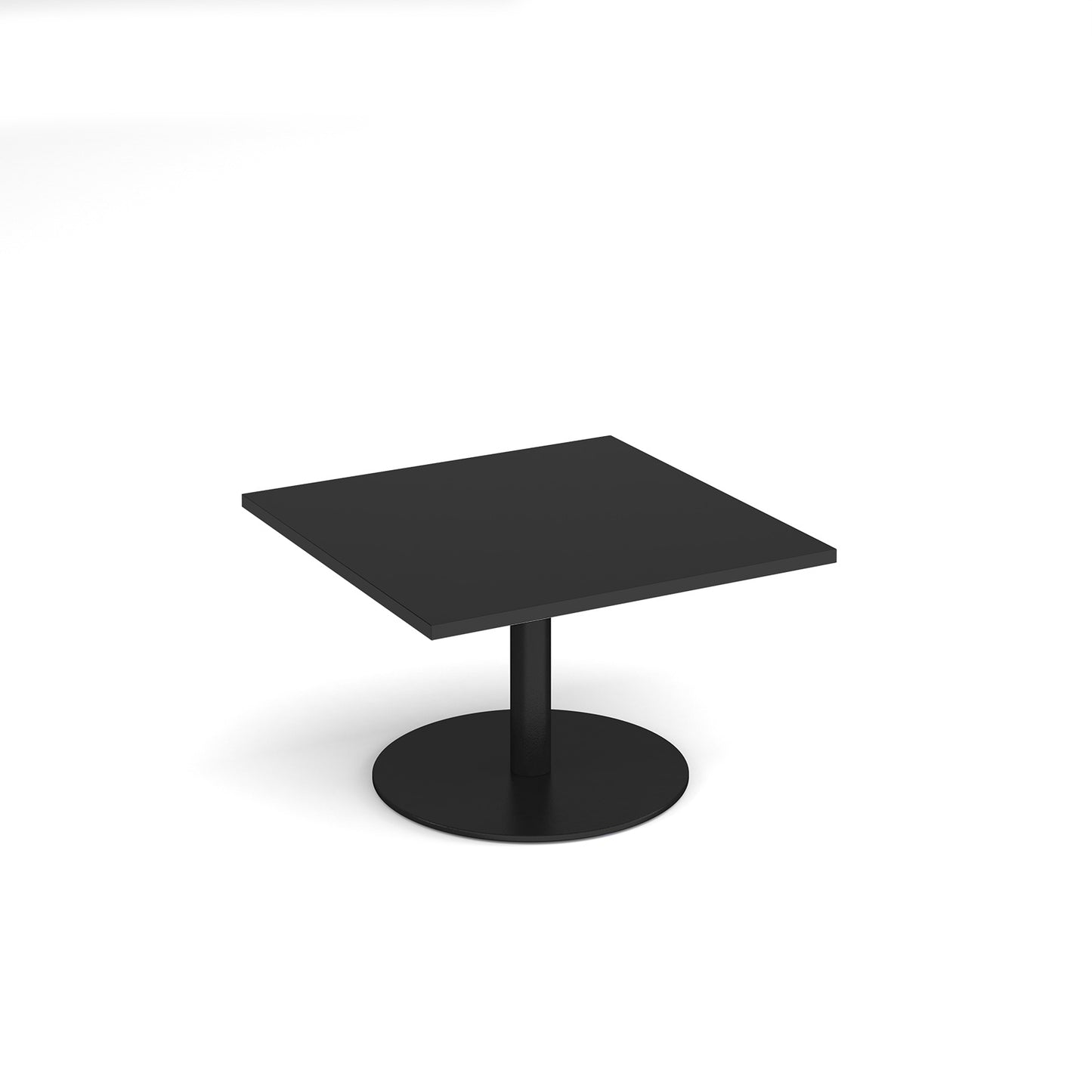 Monza square coffee table with flat round base