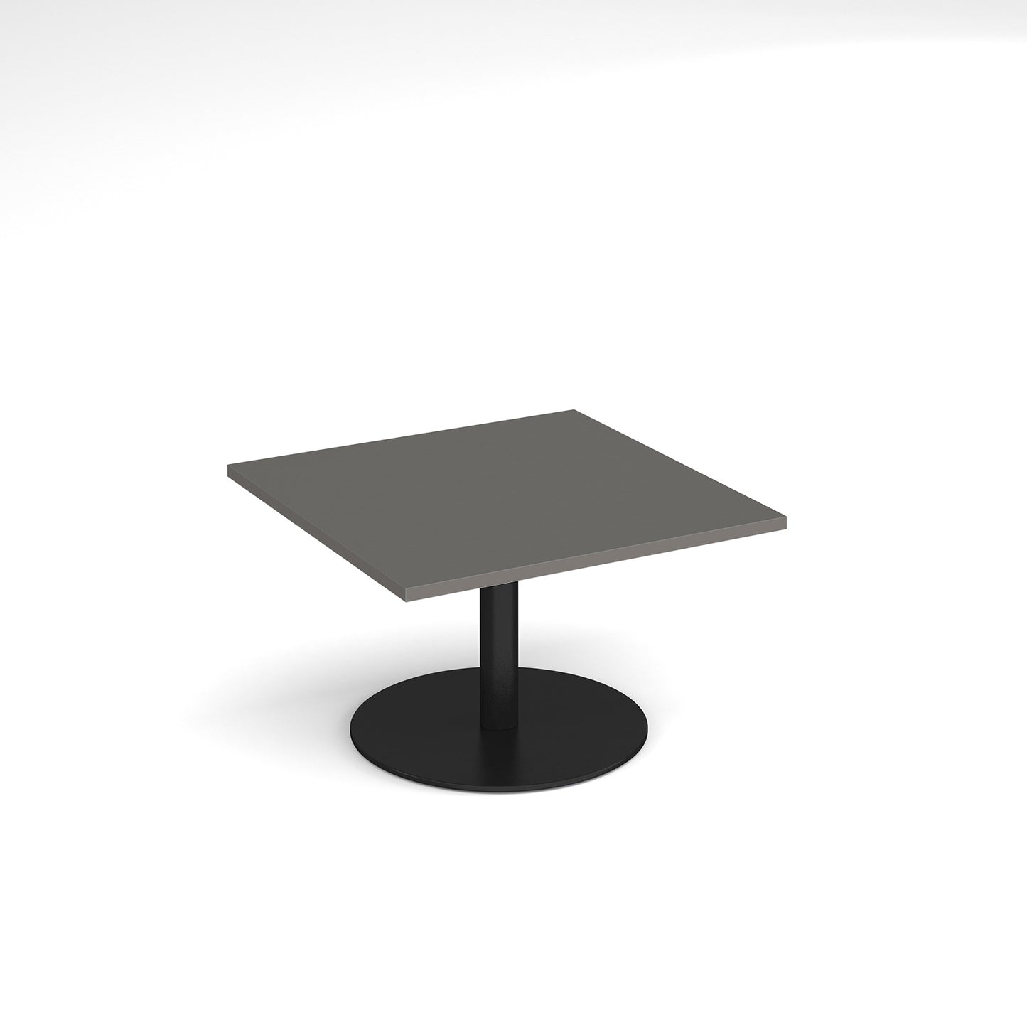 Monza square coffee table with flat round base