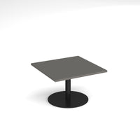 Monza square coffee table with flat round base