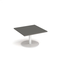 Monza square coffee table with flat round base