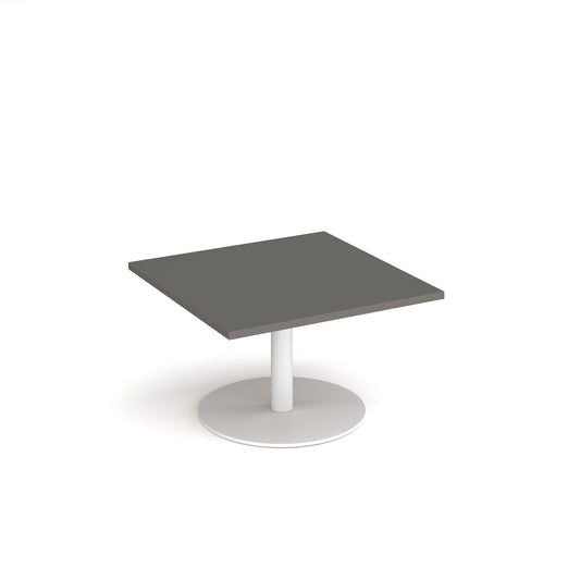 Monza square coffee table with flat round base