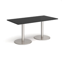 Monza rectangular dining table with flat round bases