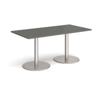 Monza rectangular dining table with flat round bases
