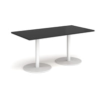 Monza rectangular dining table with flat round bases