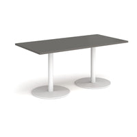 Monza rectangular dining table with flat round bases