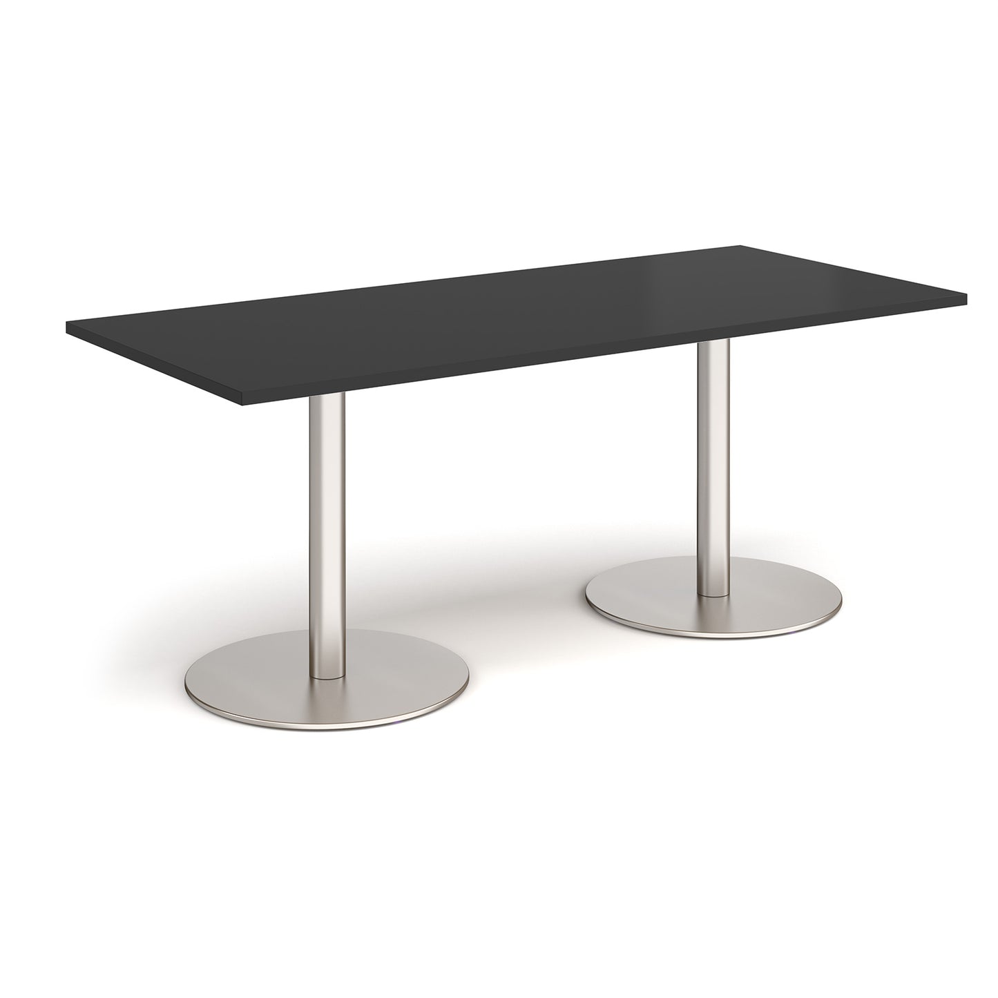 Monza rectangular dining table with flat round bases