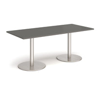 Monza rectangular dining table with flat round bases