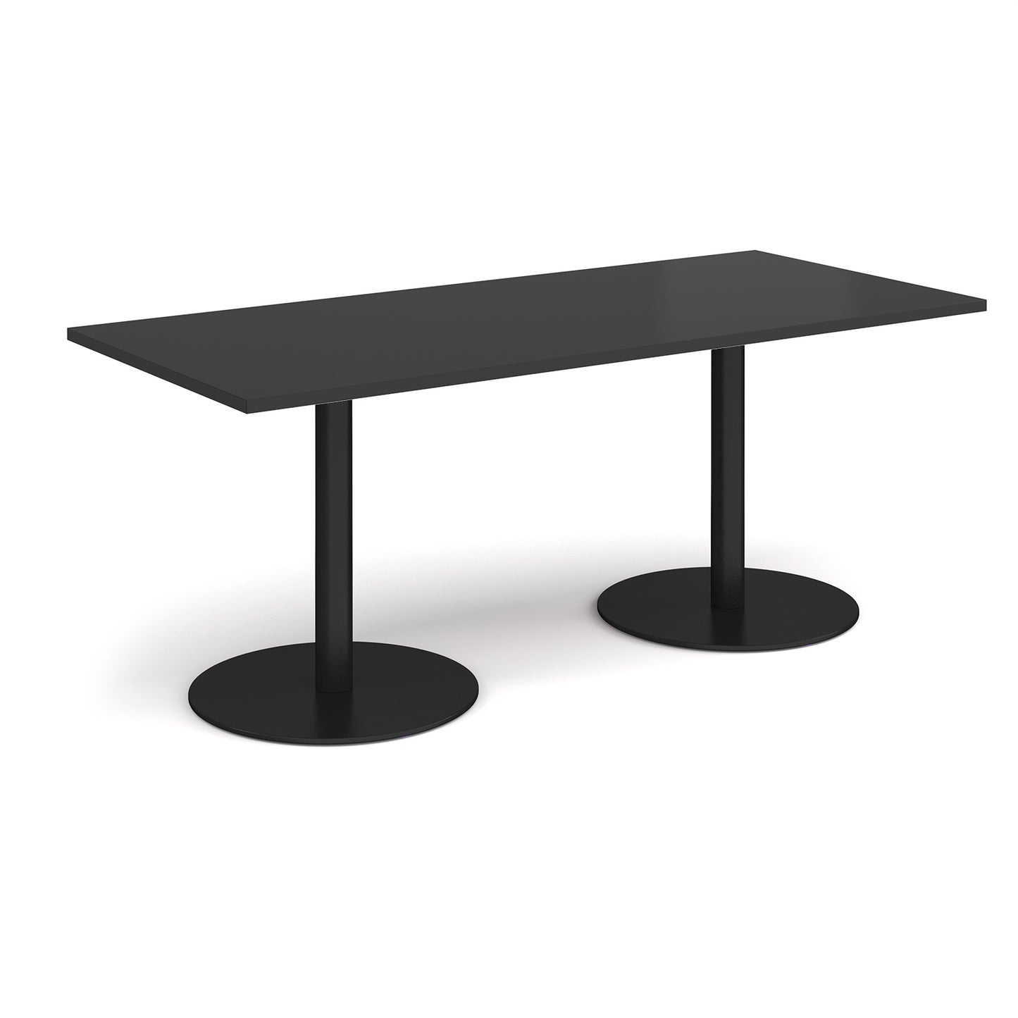 Monza rectangular dining table with flat round bases