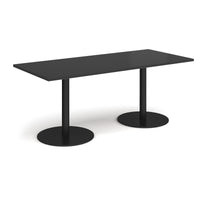 Monza rectangular dining table with flat round bases