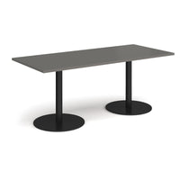 Monza rectangular dining table with flat round bases
