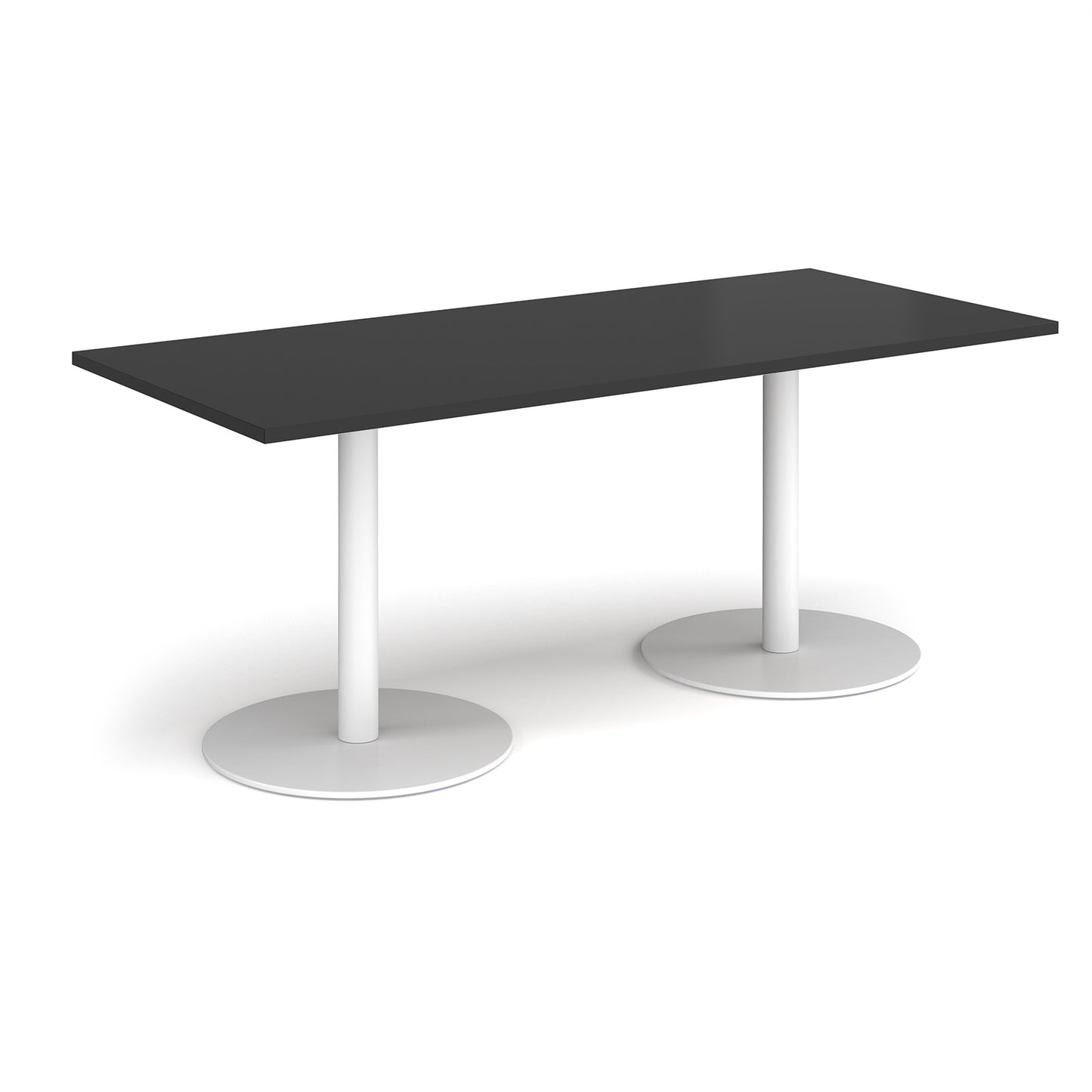 Monza rectangular dining table with flat round bases